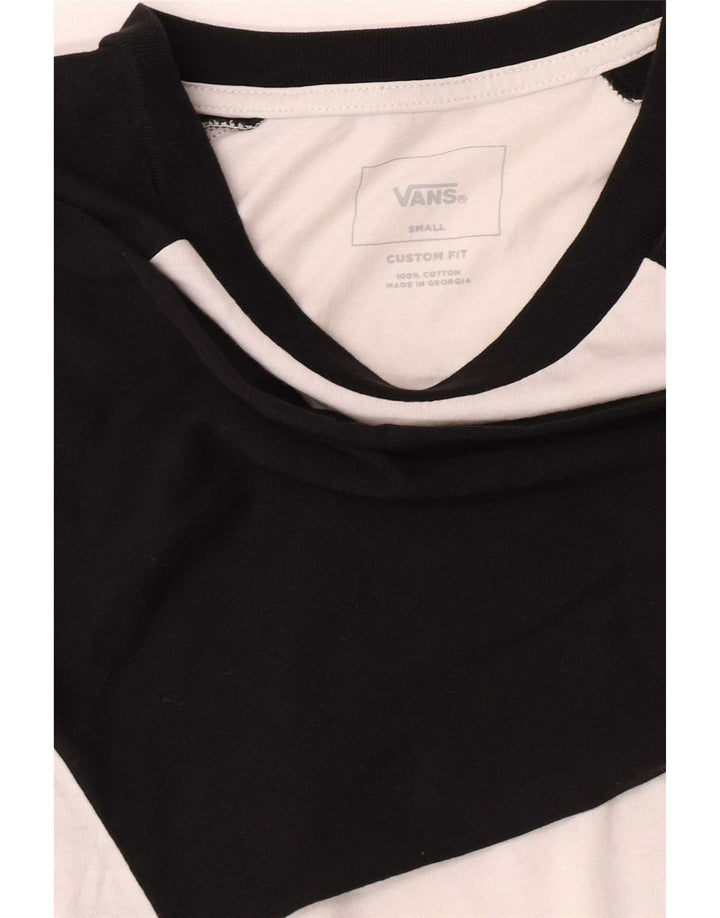 Vans Mens Top 3/4 Sleeve Small White Colourblock Cotton