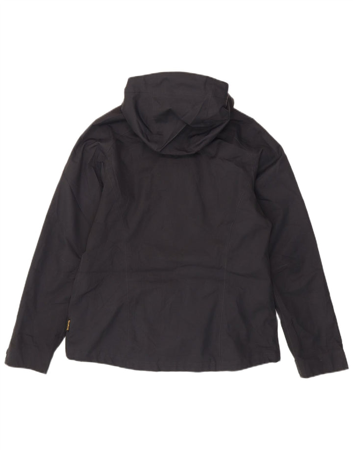 Jack Wolfskin Womens Hooded Rain Jacket UK 12 Medium Black Polyester