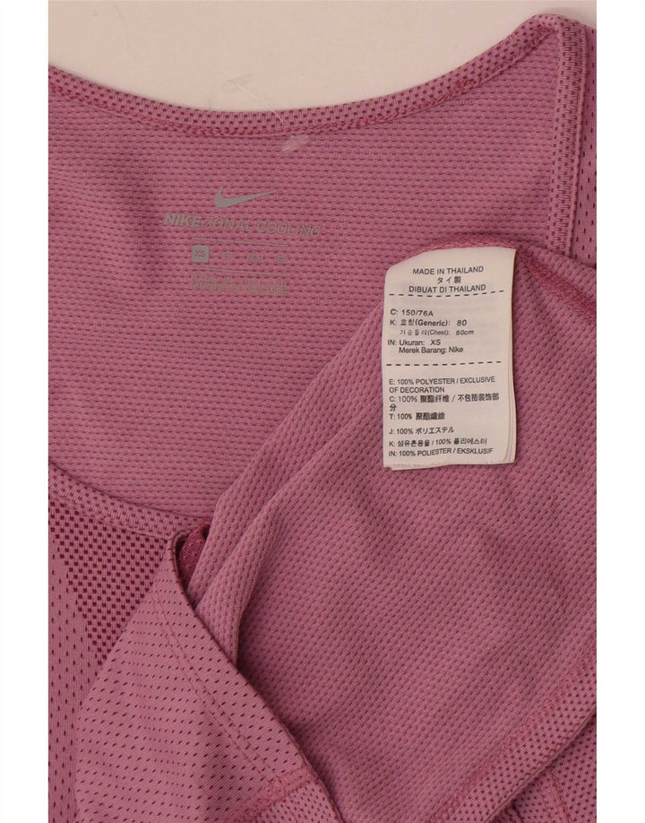 Nike Womens Top Long Sleeve UK 6 XS Pink Polyester