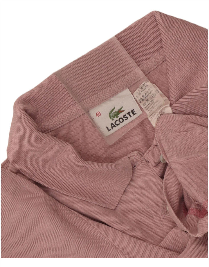 Lacoste Womens Crop Polo Shirt Size 40 Medium Pink Cotton