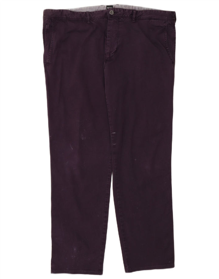 HUGO BOSS Mens Regular Fit Straight Chino Trousers W38 L30 Purple