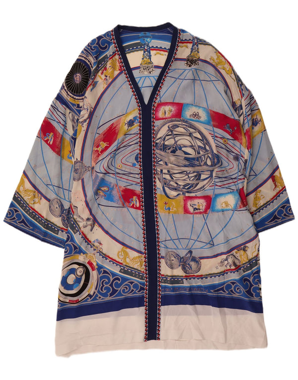 VINTAGE Womens Oversized Abstract Pattern Shift Dress UK 14 Medium Blue