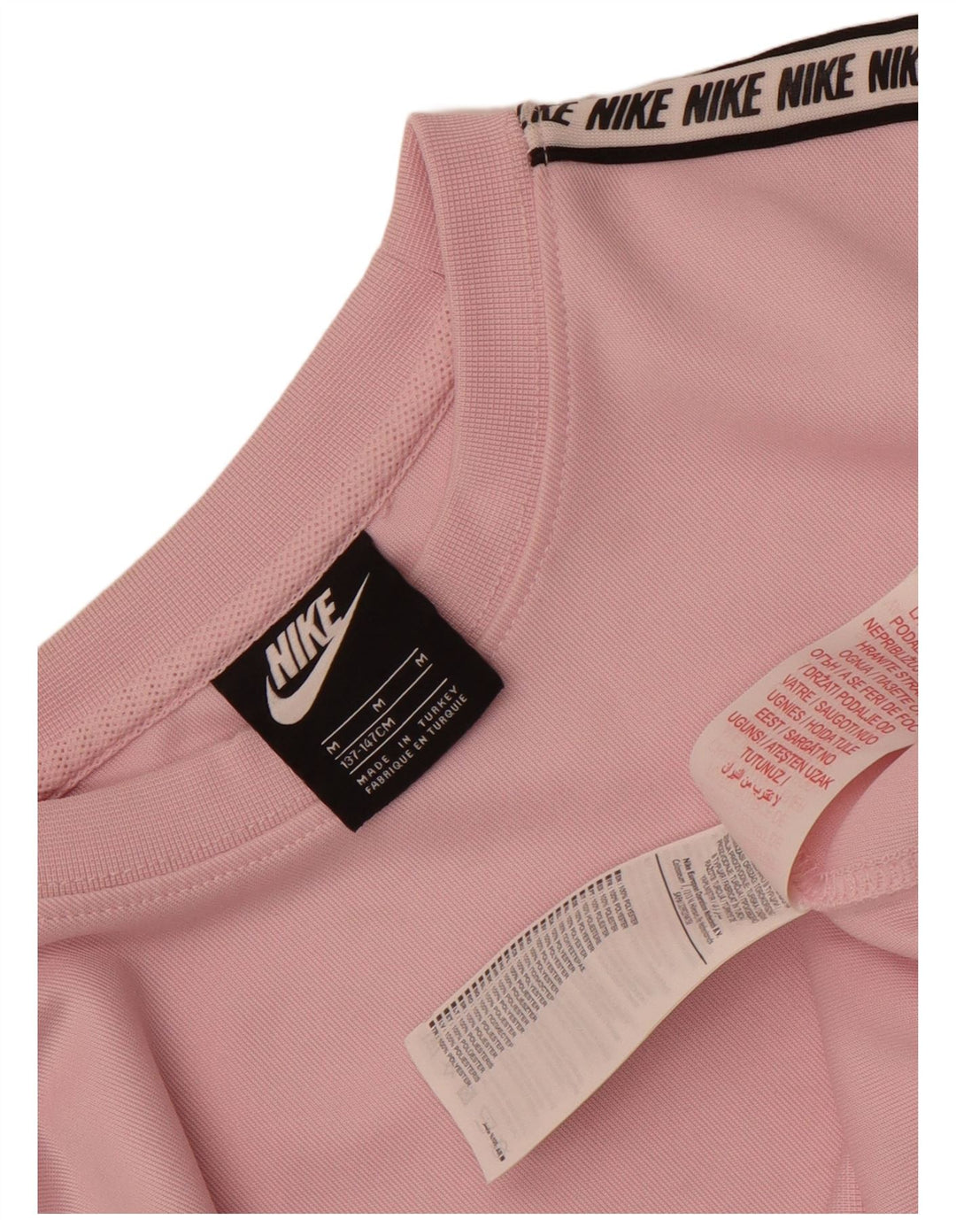 Nike Girls Graphic Sweatshirt Jumper 10-11 Years Medium Pink Polyester
