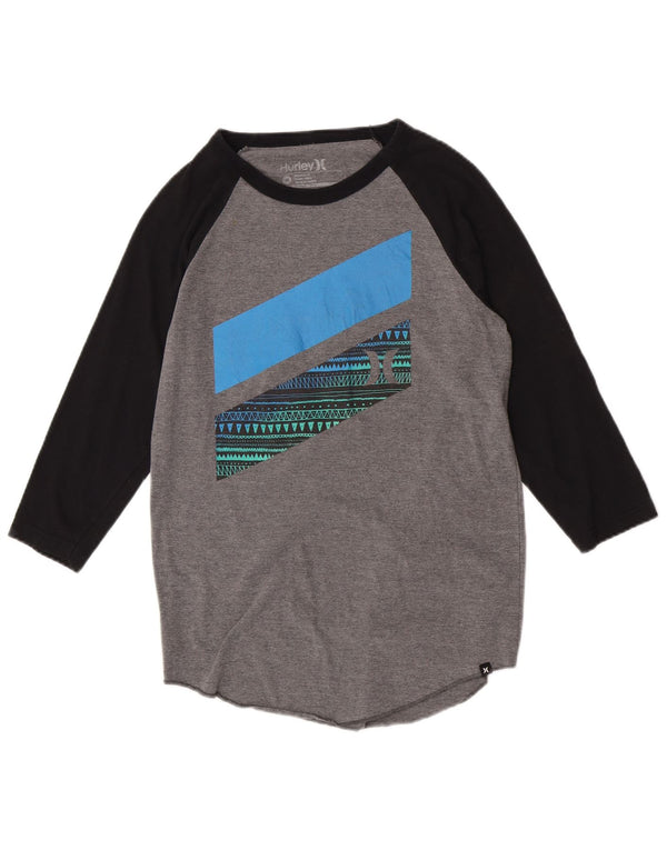 Hurley Boys Premium Fit Graphic Top Long Sleeve 15-16 Years Medium Grey