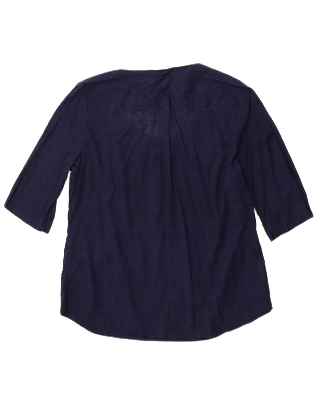 EDDIE BAUER Womens 3/4 Sleeve Blouse Top UK 18 XL Navy Blue Cotton