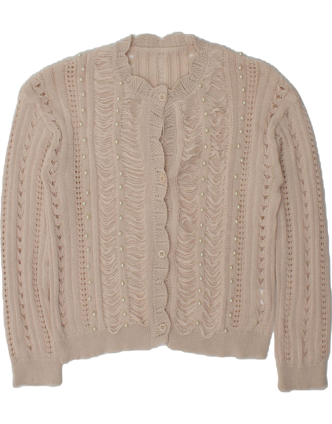 VINTAGE Womens Cardigan Sweater UK 14 Large Pink Polyester Vintage Vintage and Second-Hand Vintage from Messina Hembry 