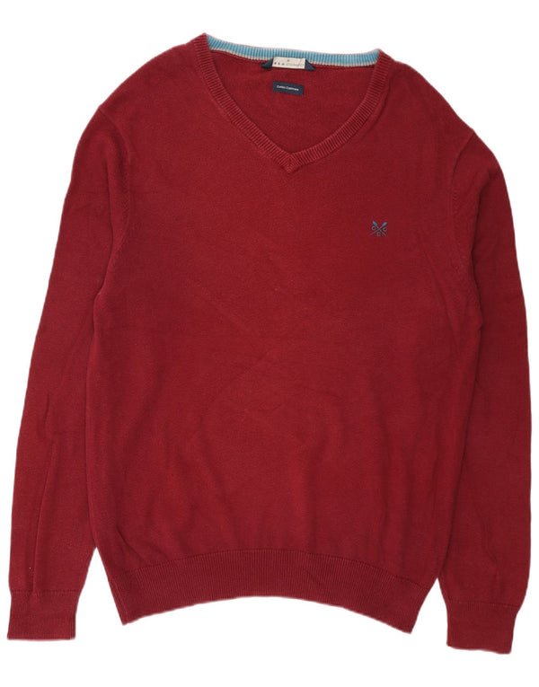 Crew Clothing Mens V-Neck Jumper Sweater XL Burgundy Cotton
