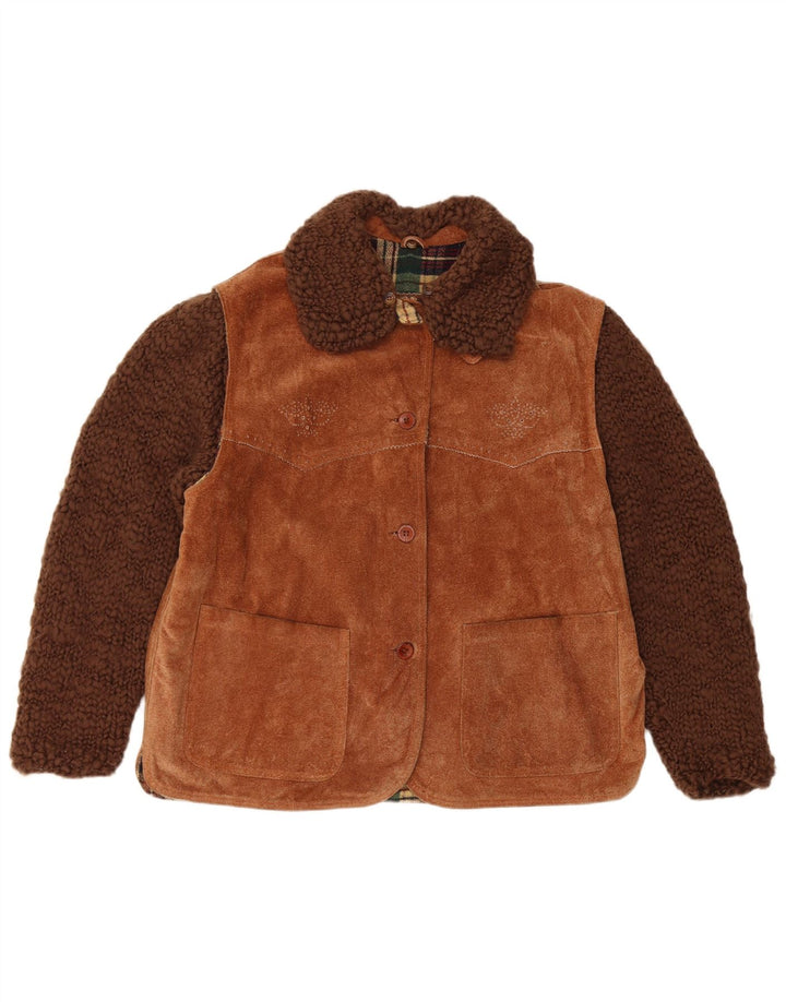 Conbipel Womens Suede Jacket IT 44 Medium Brown Leather