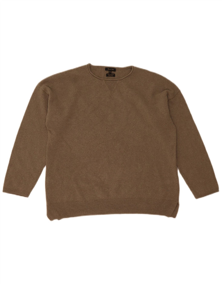 Massimo Dutti Womens Boat Neck Jumper Sweater UK 14 Medium Grey Wool