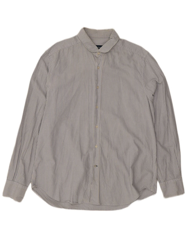 Massimo Dutti Mens Shirt XL Blue Pinstripe