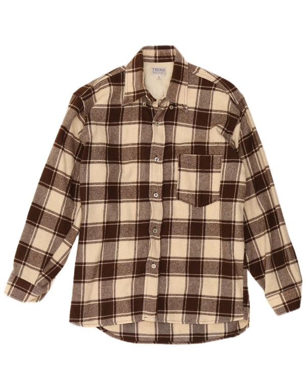 Trend Mens Lumberjack Flannel Shirt Small Brown Check Cotton