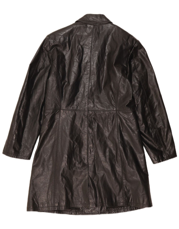 Conbipel Womens Leather Coat IT 44 Medium Black Leather