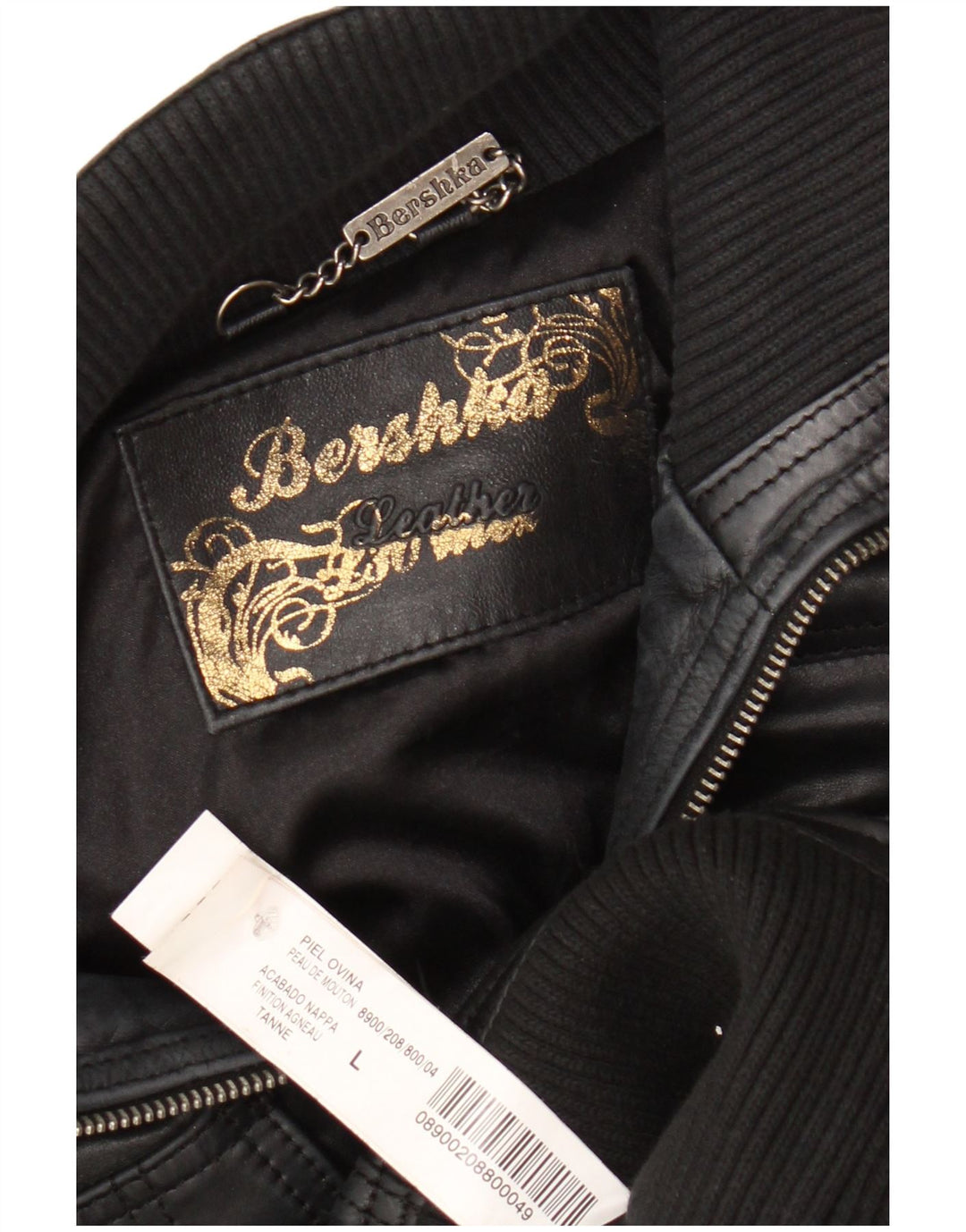 BERSHKA Womens Crop Leather Jacket UK 14 Large Black Leather