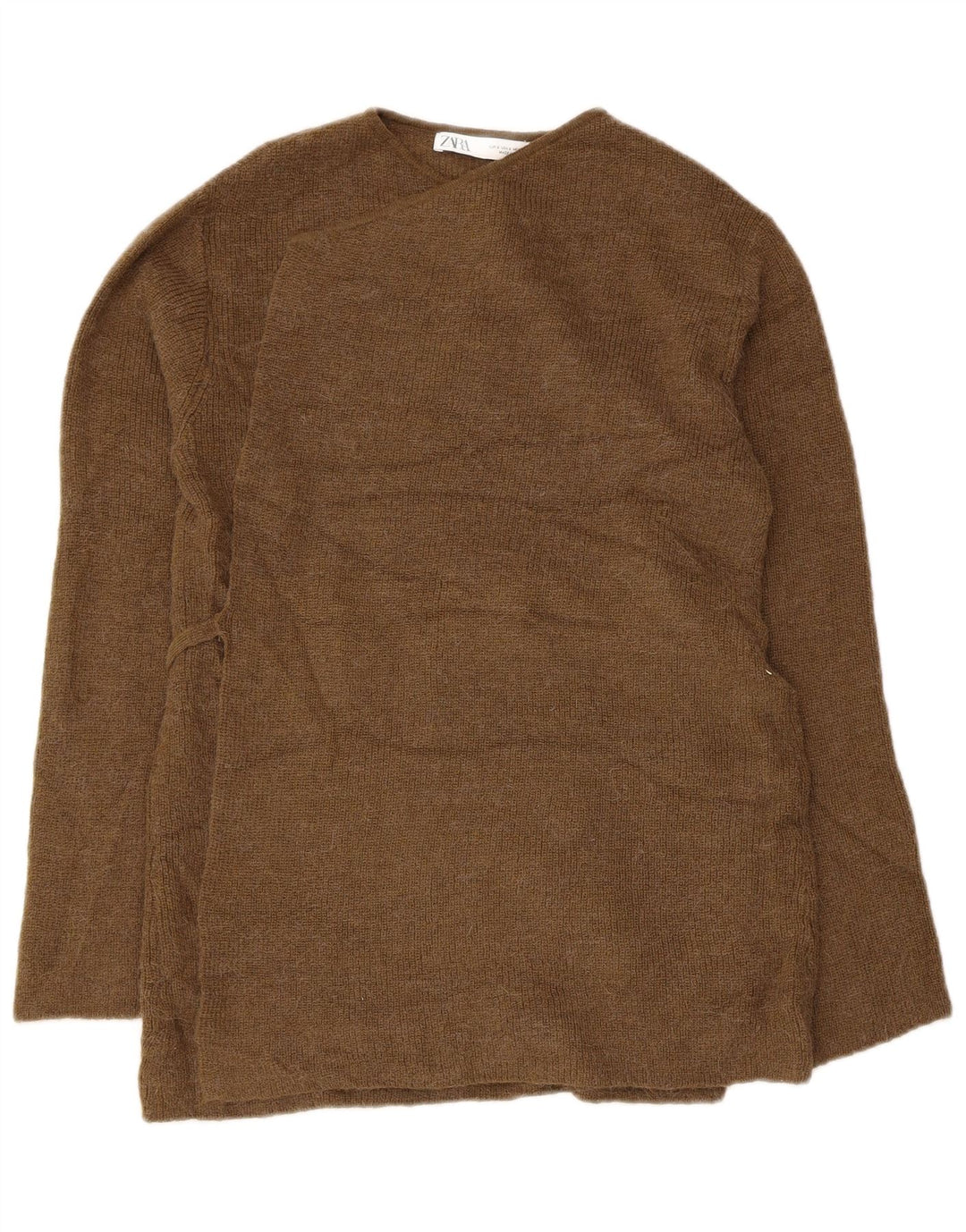 Zara Womens Wrap Cardigan Sweater UK 10 Small Khaki Polyamide