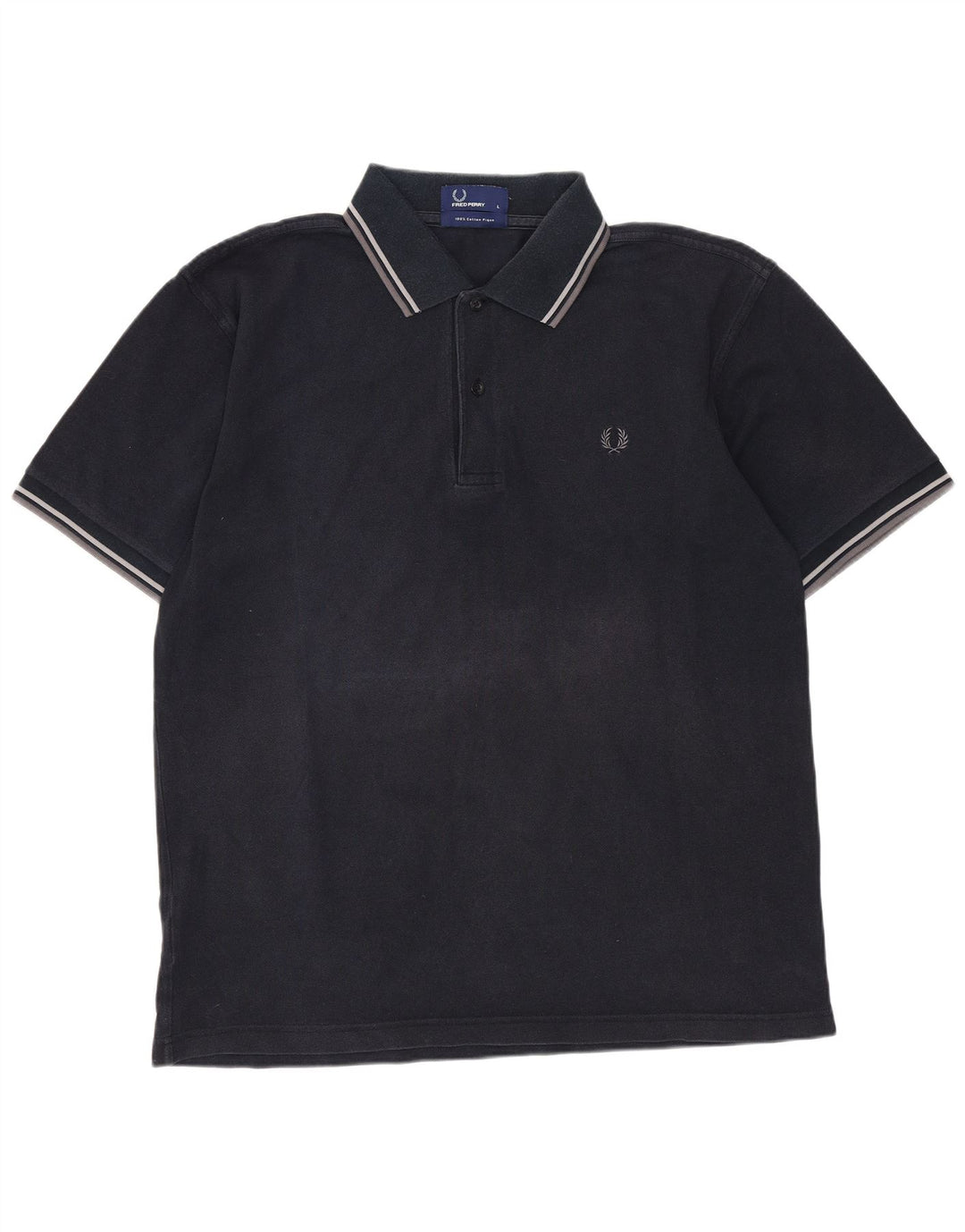 FRED PERRY Mens Polo Shirt Large Navy Blue Cotton