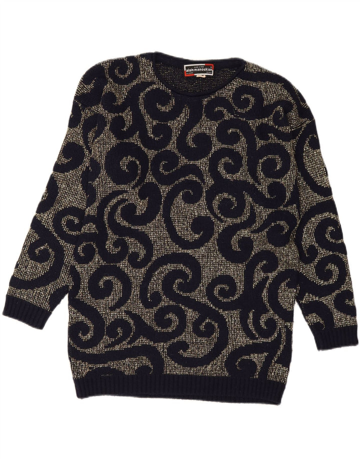 ALAIN MANOUKIAN Womens Crew Neck Jumper Sweater UK 14 Medium Navy Blue