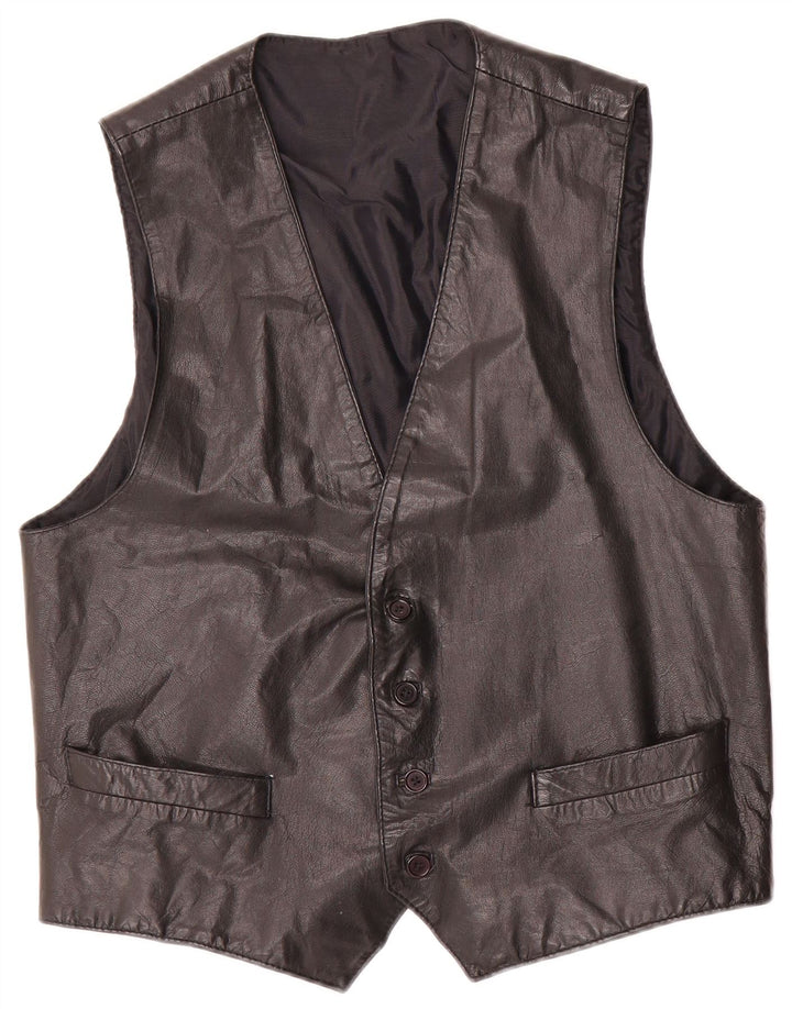 Conbipel Mens Leather Waistcoat IT 52 Large Black