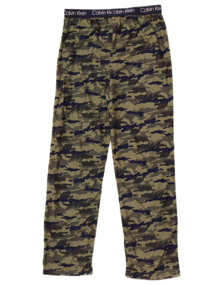 Calvin Klein Boys Tracksuit Trousers 7-8 Years Medium Green Camouflage