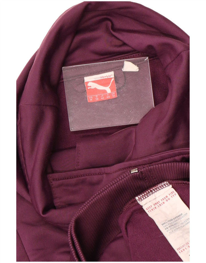 PUMA Womens Tracksuit Top Jacket UK 12 Medium Maroon Colourblock Polyester