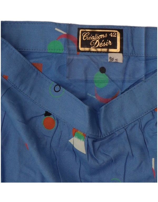 VINTAGE Womens High Waist A-Line Skirt IT 42 Medium W24 Blue Geometric