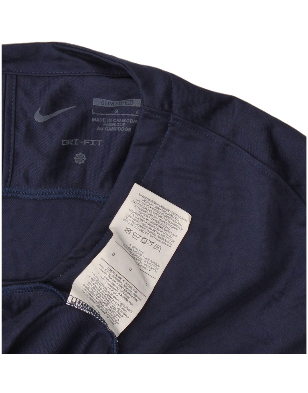 Nike Mens Dri Fit Slim Fit Top Long Sleeve Large Navy Blue Polyester