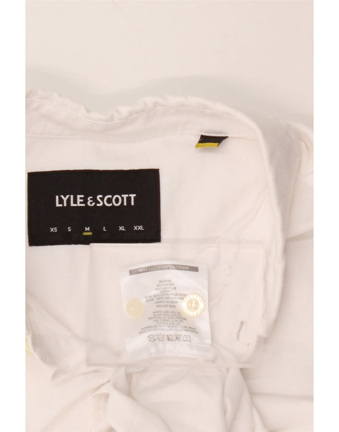 LYLE & SCOTT Mens Short Sleeve Shirt Medium White Cotton