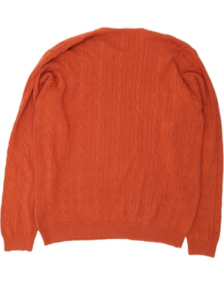 IZOD Mens Crew Neck Jumper Sweater Large Orange Cotton Vintage Izod and Second-Hand Izod from Messina Hembry 