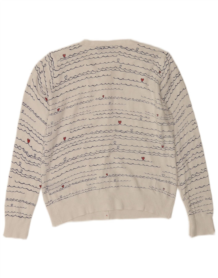 M&Co Womens Cardigan Sweater UK 12 Medium White Striped Viscose