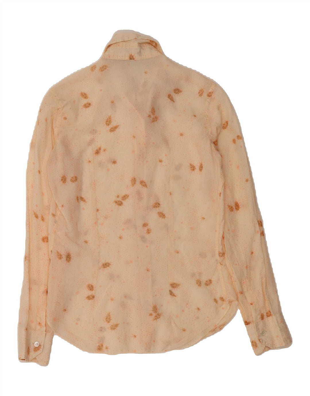 VINTAGE Womens Shirt UK 14 Medium Beige Floral Vintage Vintage and Second-Hand Vintage from Messina Hembry 