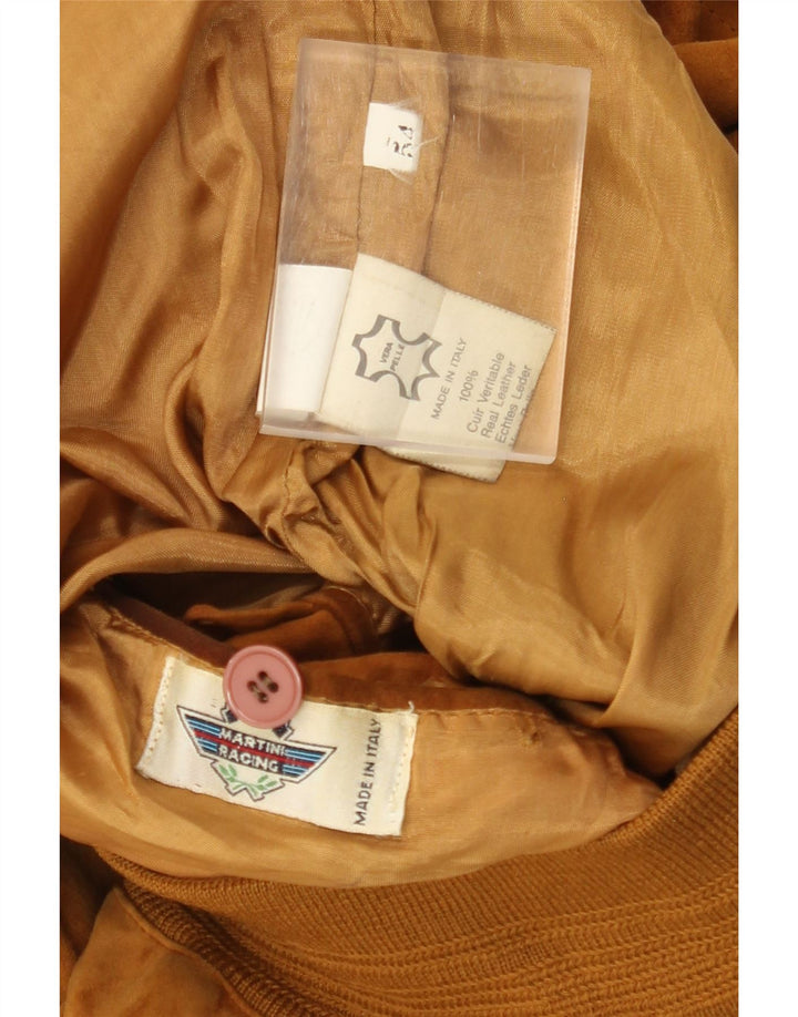 Vintage Mens Suede Bomber Jacket IT 54 2XL Brown Leather