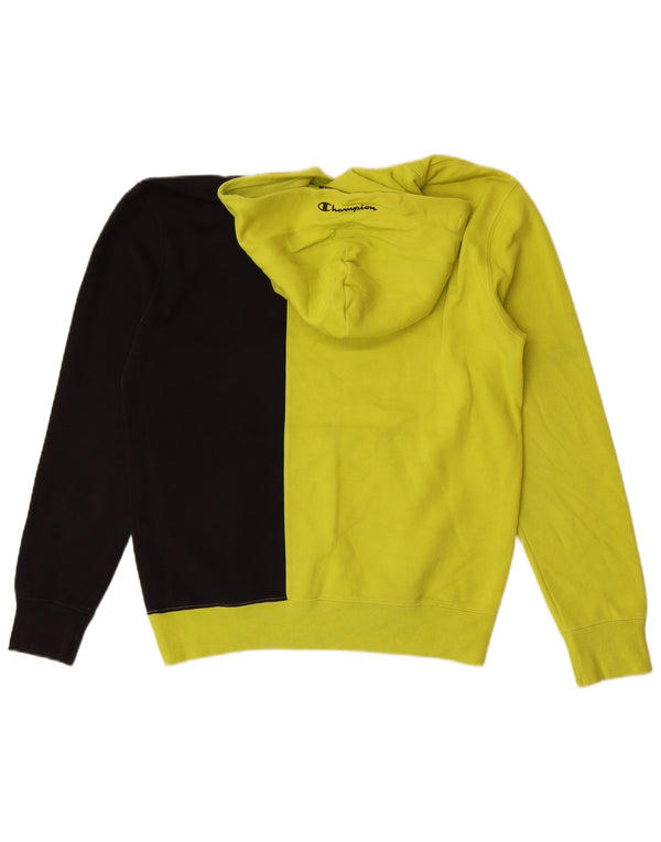 Champion Mens Graphic Hoodie Jumper Medium Green Colourblock Cotton