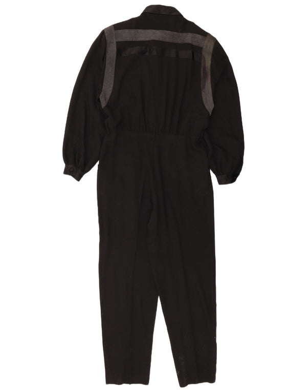 De Pietri Womens Long Sleeve Jumpsuit IT 44 Medium Black Colourblock