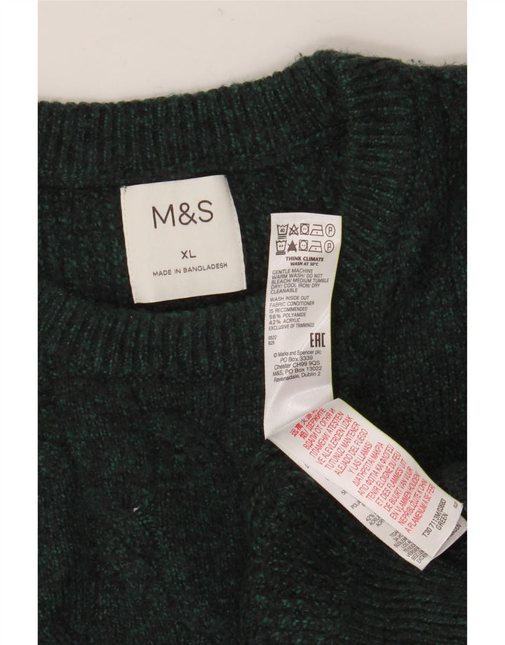 MARKS & SPENCER Mens Crew Neck Jumper Sweater XL Green Polyamide