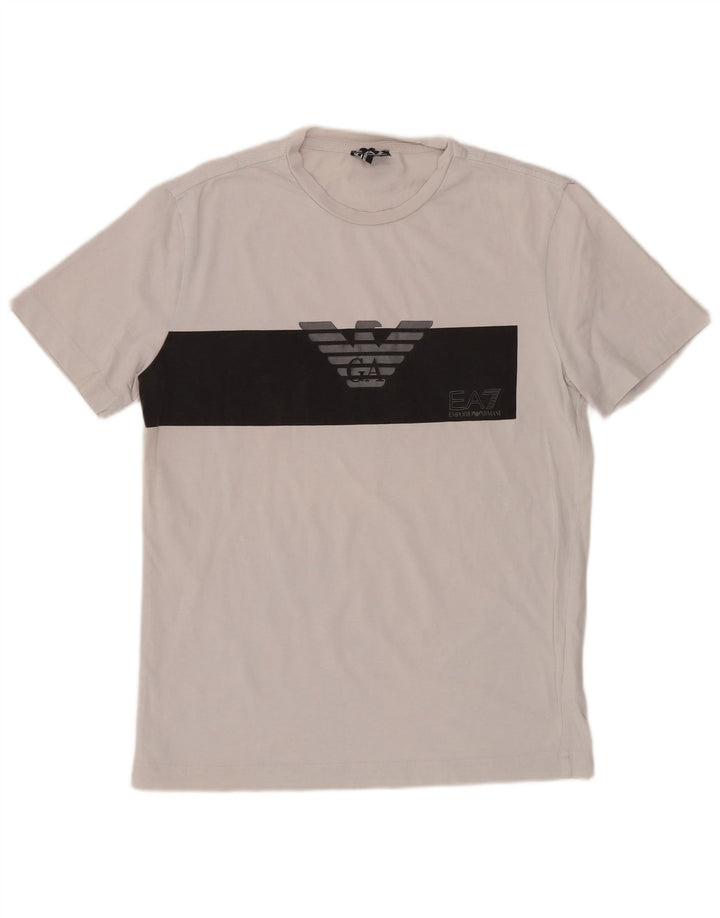 EMPORIO ARMANI Mens Graphic T-Shirt Top Small White Colourblock Cotton