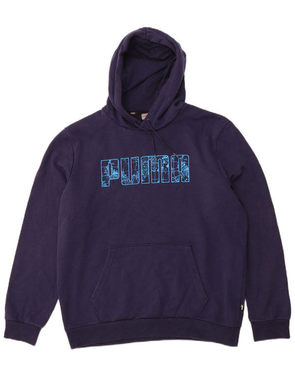 PUMA Mens Graphic Hoodie Jumper Large Navy Blue