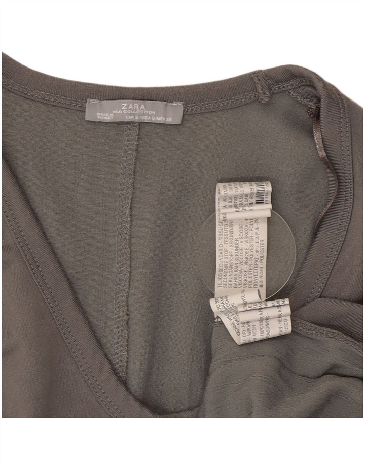 Zara Womens Asymmetric Blouse Top UK 10 Small Grey Viscose