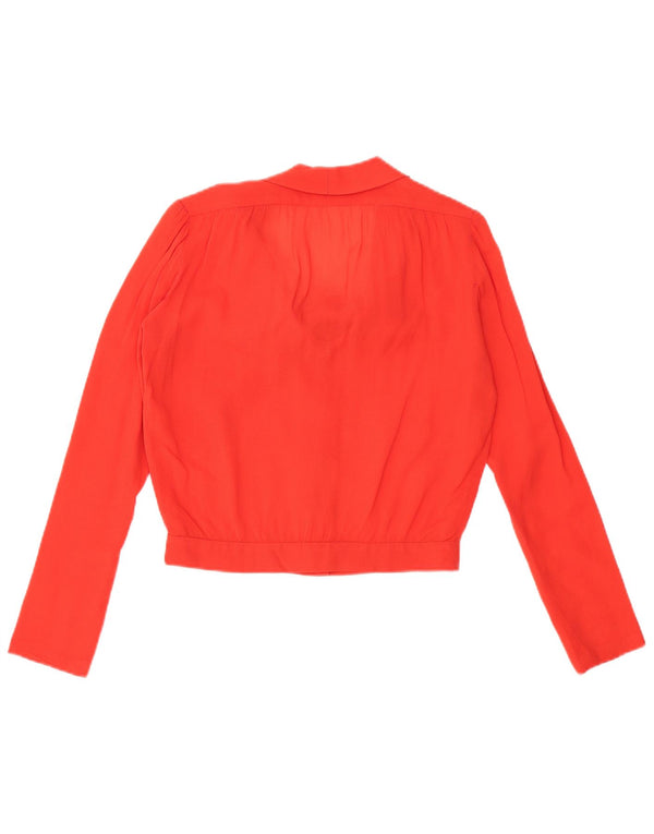 VINTAGE Womens Front Tie See Through Shirt Blouse UK 16 Large Red