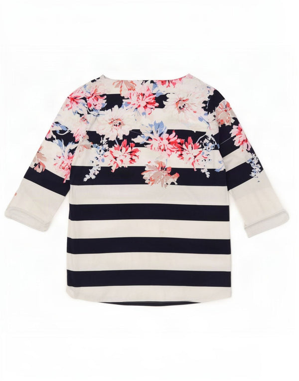 Joules Womens Top 3/4 Sleeve UK 14 Medium White Floral Cotton