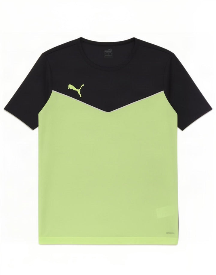 Puma Mens T-Shirt Top Large Black Colourblock Polyester