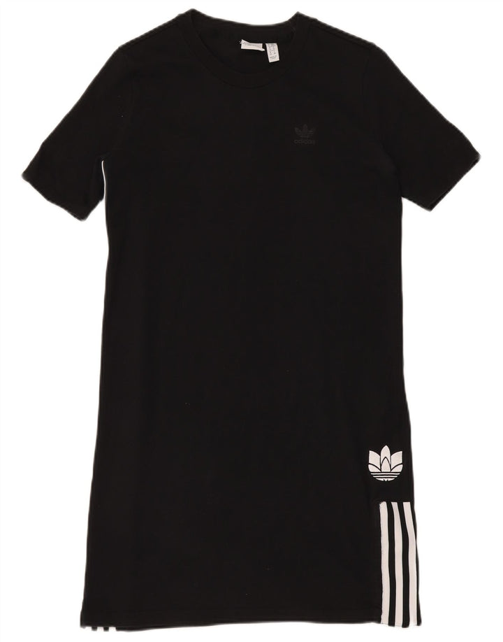 ADIDAS Womens T-Shirt Dress UK 6 XS Black Cotton