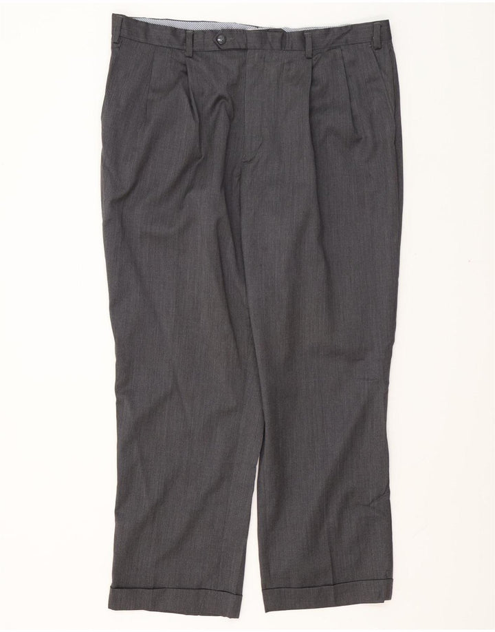 IZOD Mens Pegged Suit Trousers W38 L29 Grey Wool