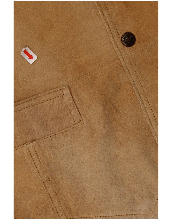 VINTAGE Mens Suede Waistcoat IT 44 XS Brown Leather