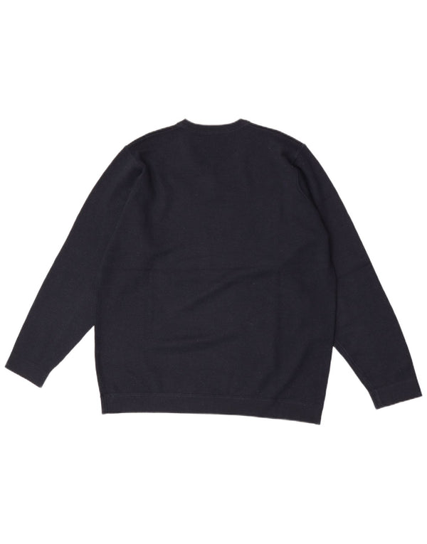 Marks & Spencer Mens V-Neck Jumper Sweater Medium Navy Blue Acrylic