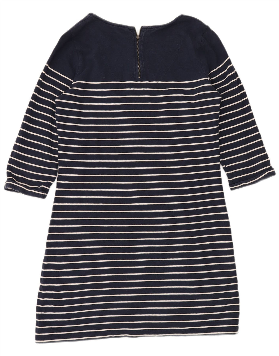 FAT FACE Womens 3/4 Sleeve A-Line Dress UK 10 Small Navy Blue Striped