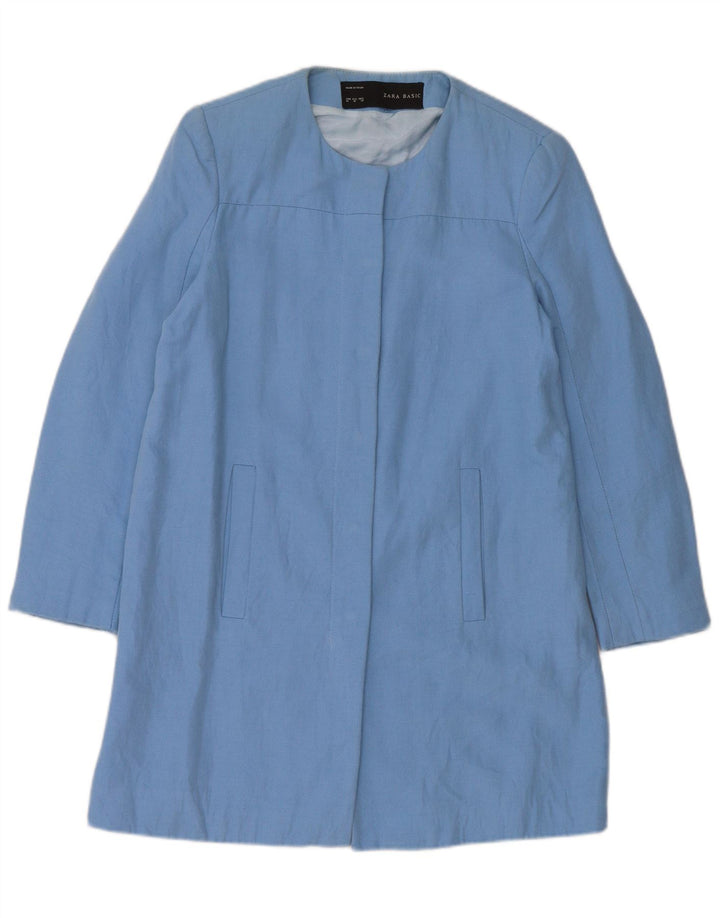 Zara Womens Overcoat UK 12 Medium Blue Cotton