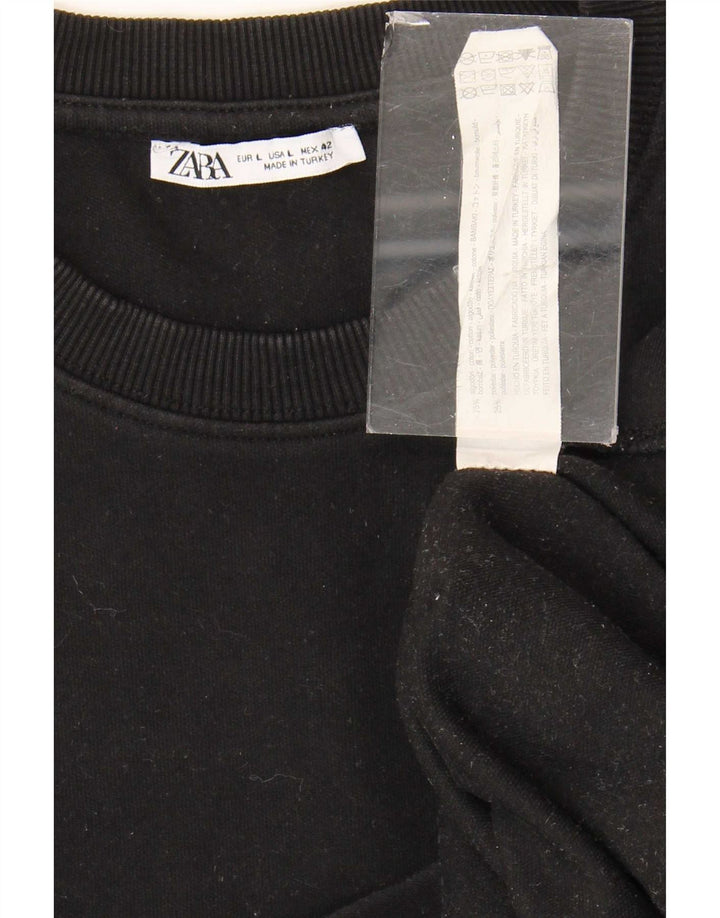 Zara Mens T-Shirt Top Large Black Cotton
