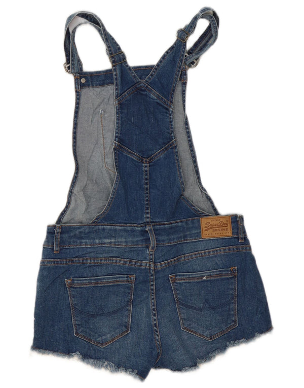 Superdry Womens Dungarees Denim Shorts UK 10 Small W30 Blue Cotton