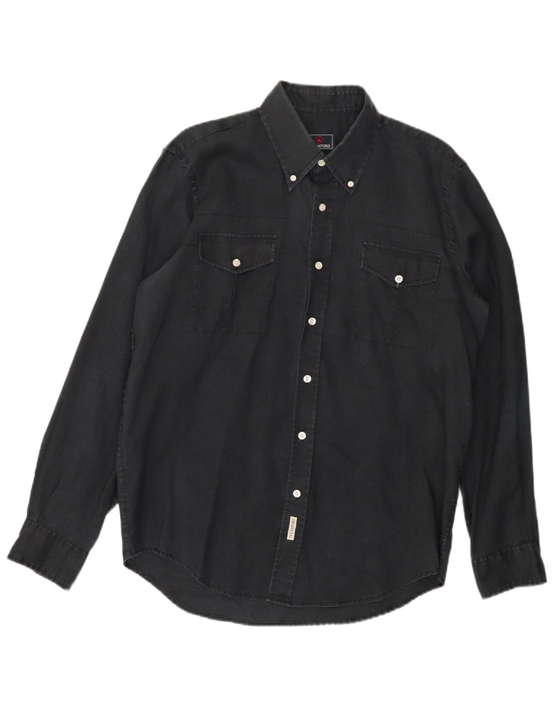 Ivy Oxford Mens Shirt Large Black Ramie