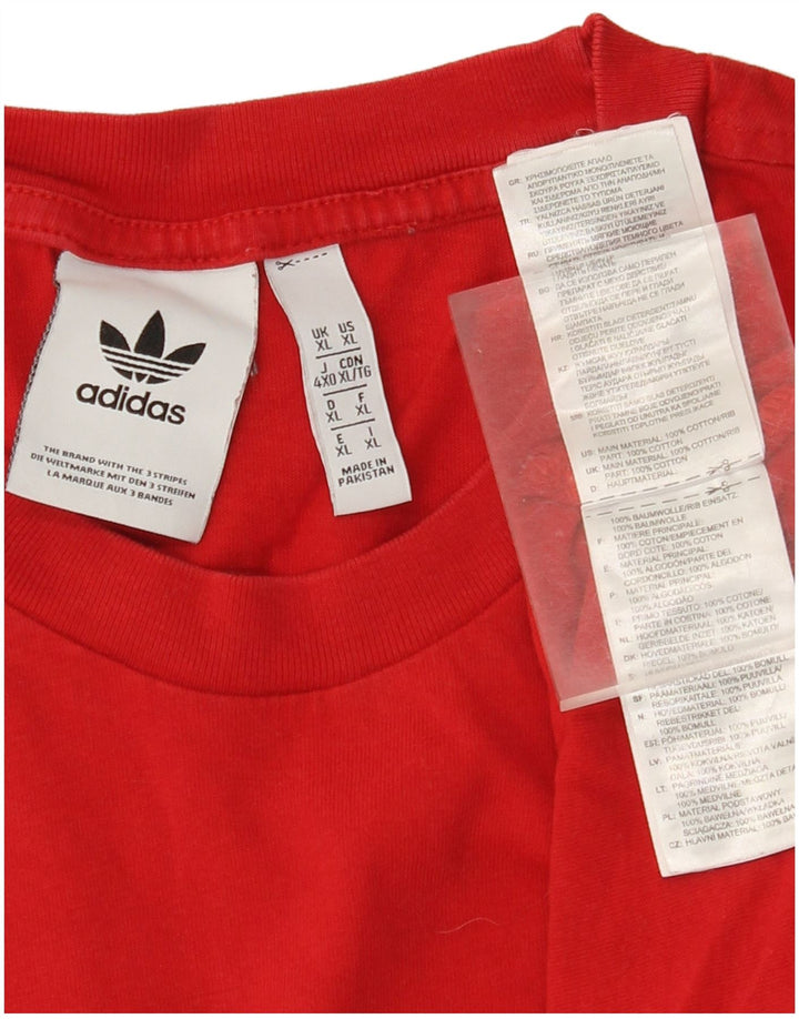ADIDAS Mens Graphic T-Shirt Top XL Red Colourblock Cotton