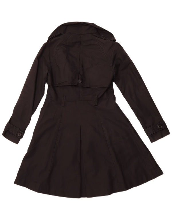 TED BAKER Womens Open Trench Coat Size 2 Small Black Cotton